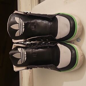 Adidas High Top Originals Grey, Black, Lime Green, Mens Size 12, Worn